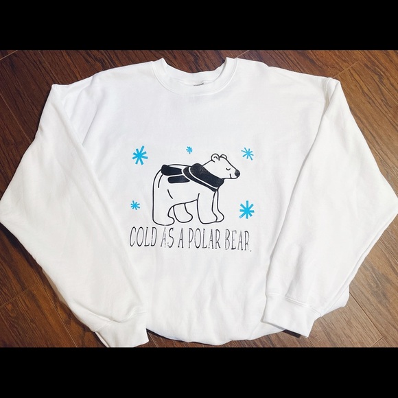 Christmas Handmade Polar Bear Sweatshirt - Picture 1 of 3